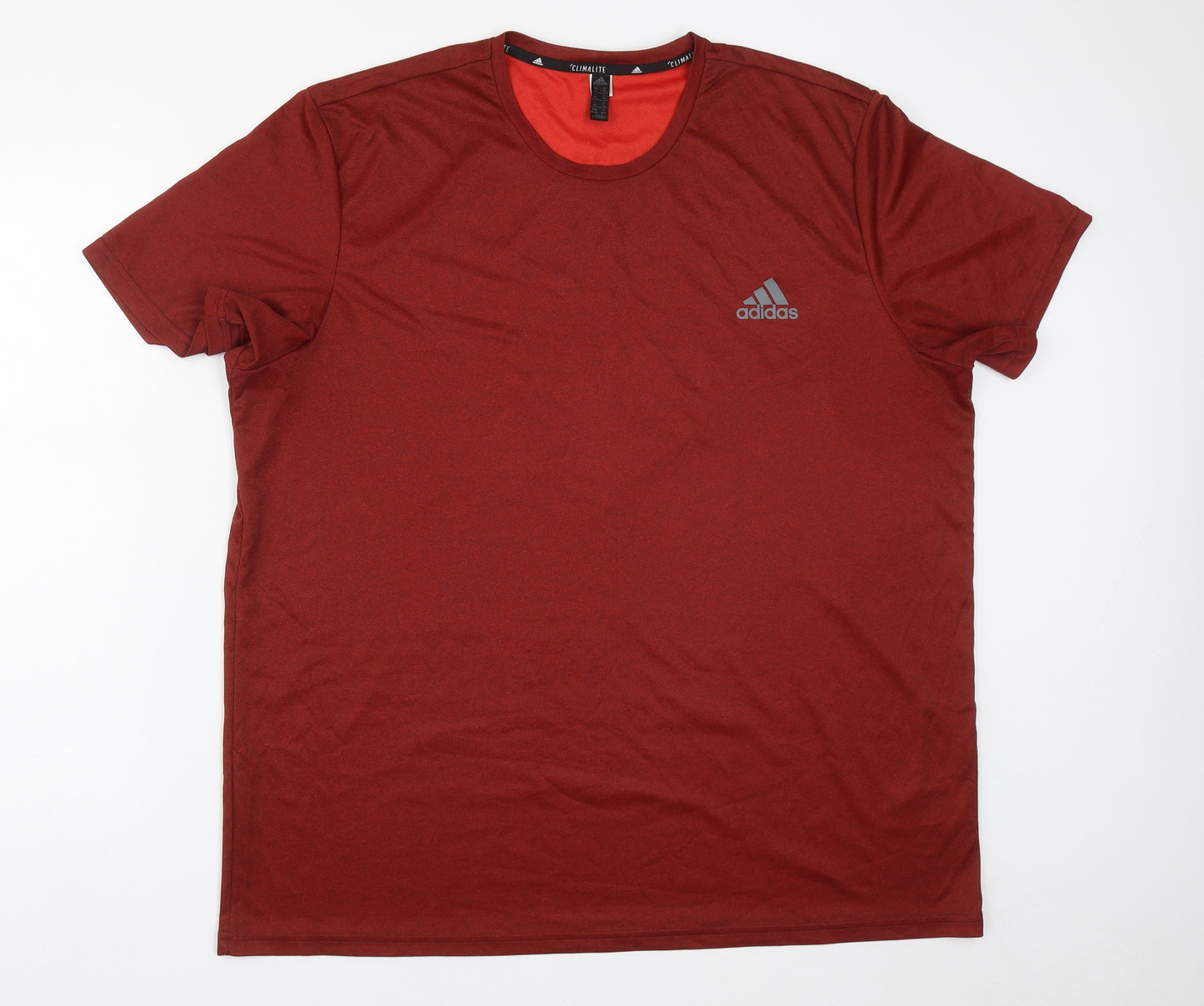 adidas Mens Red  Polyester Basic T-Shirt Size 2XL Round Neck