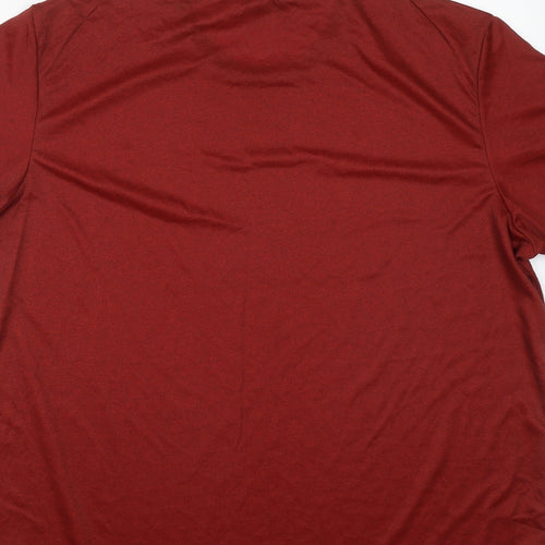 adidas Mens Red  Polyester Basic T-Shirt Size 2XL Round Neck
