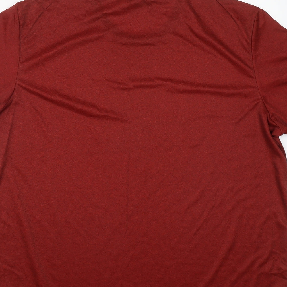 adidas Mens Red  Polyester Basic T-Shirt Size 2XL Round Neck