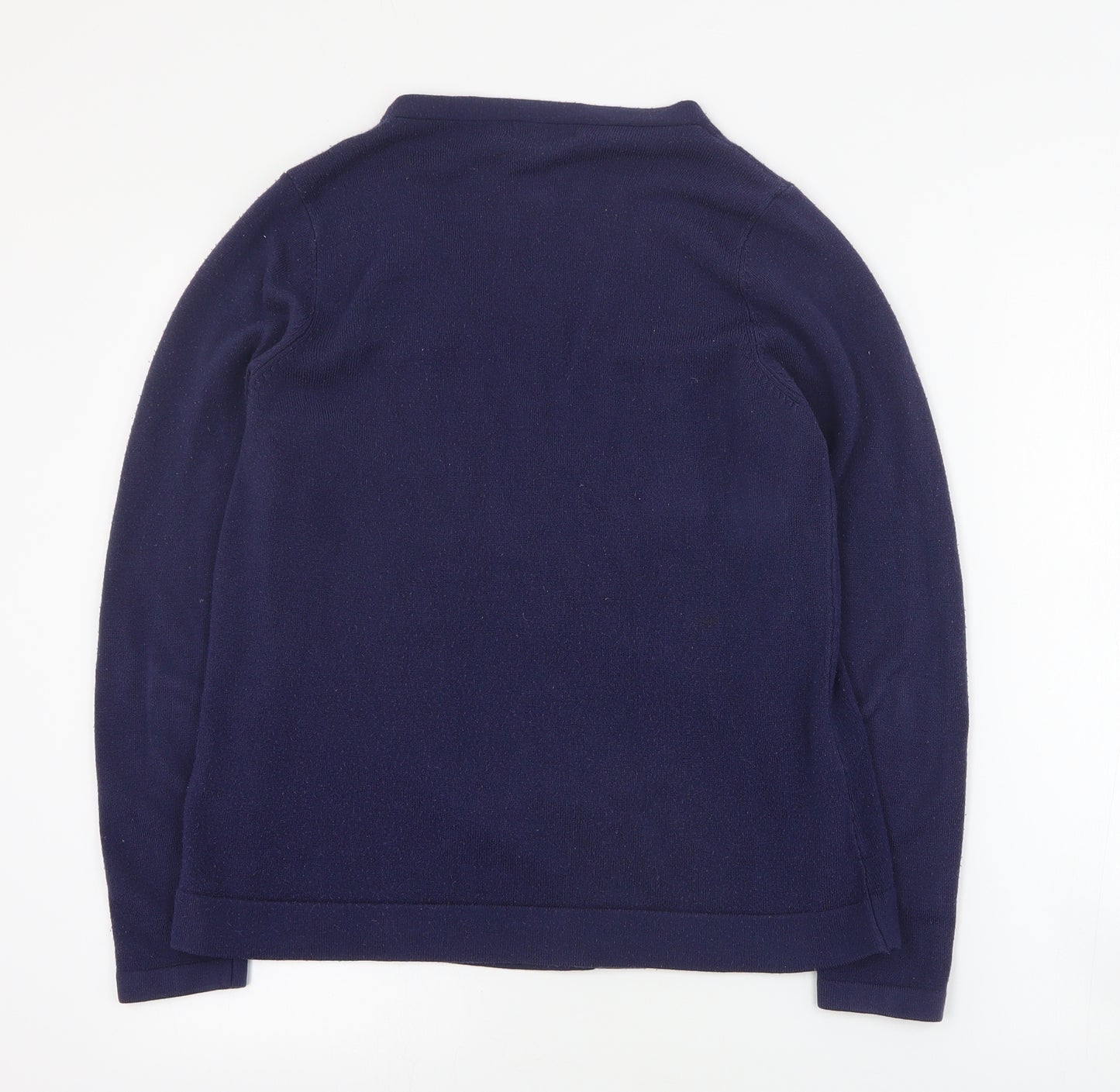 Soon Womens Blue V-Neck  Acrylic Cardigan Jumper Size 14