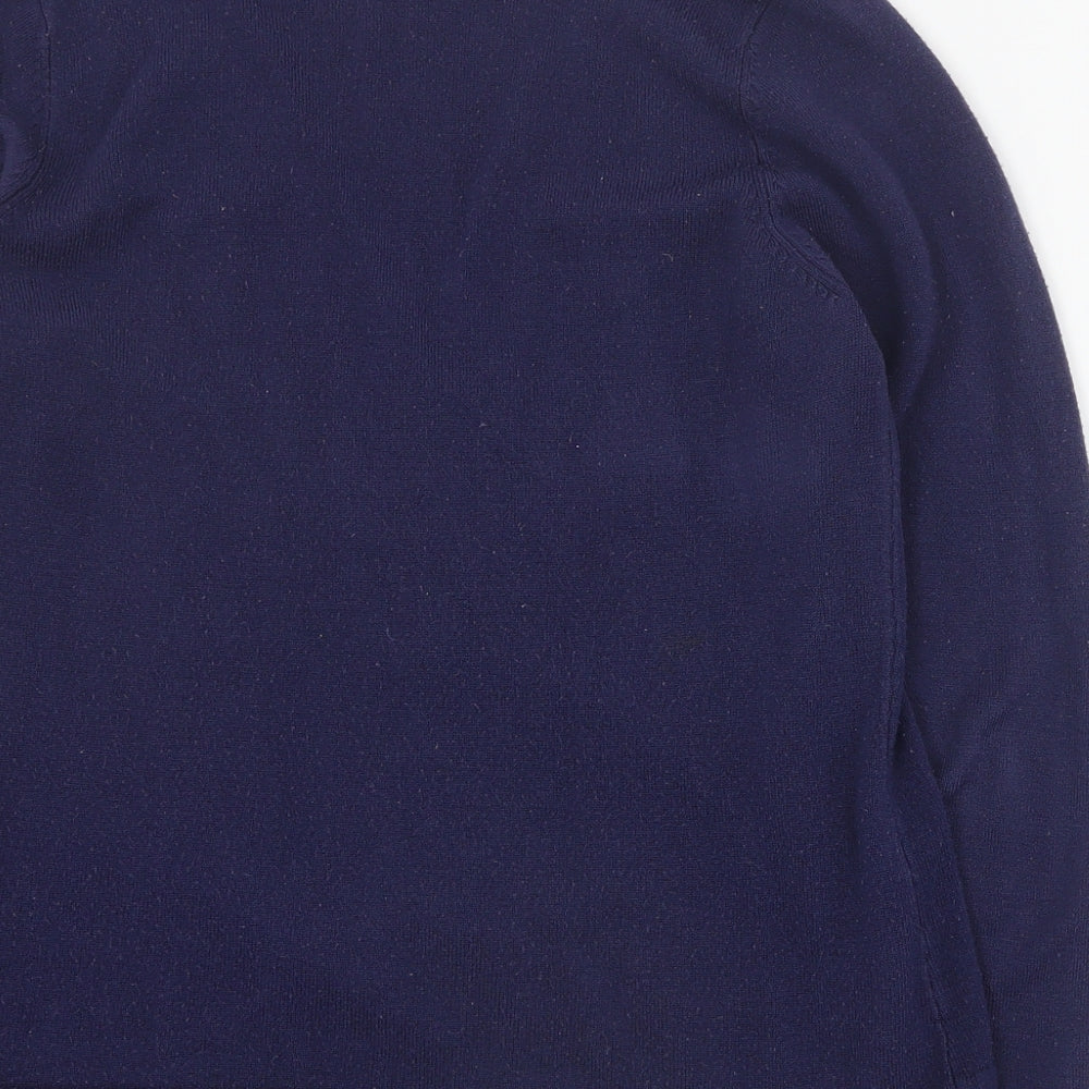 Soon Womens Blue V-Neck  Acrylic Cardigan Jumper Size 14