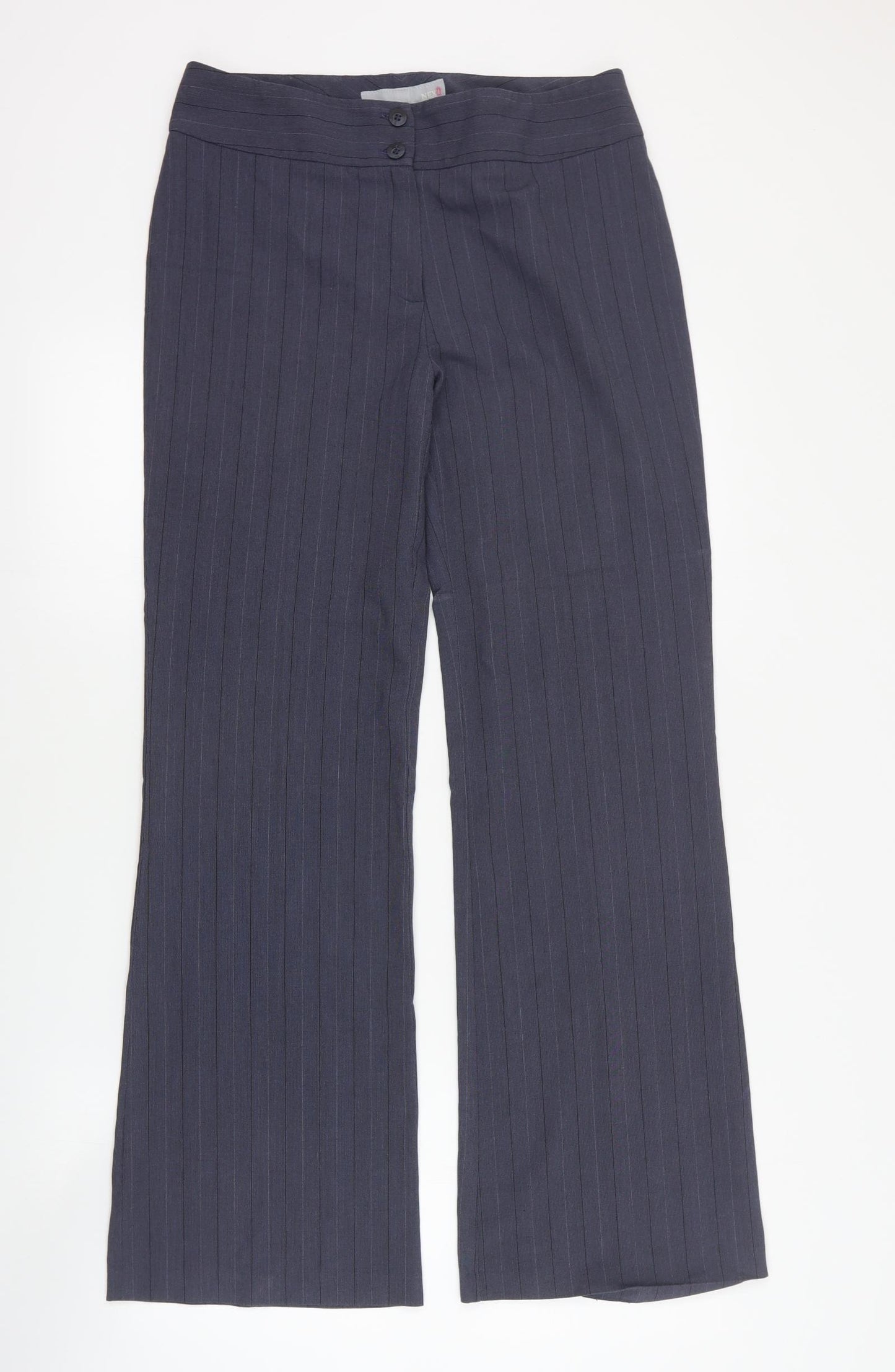 NEXT Womens Blue Striped Polyester Dress Pants Trousers Size 10 L31 in Regular Zip