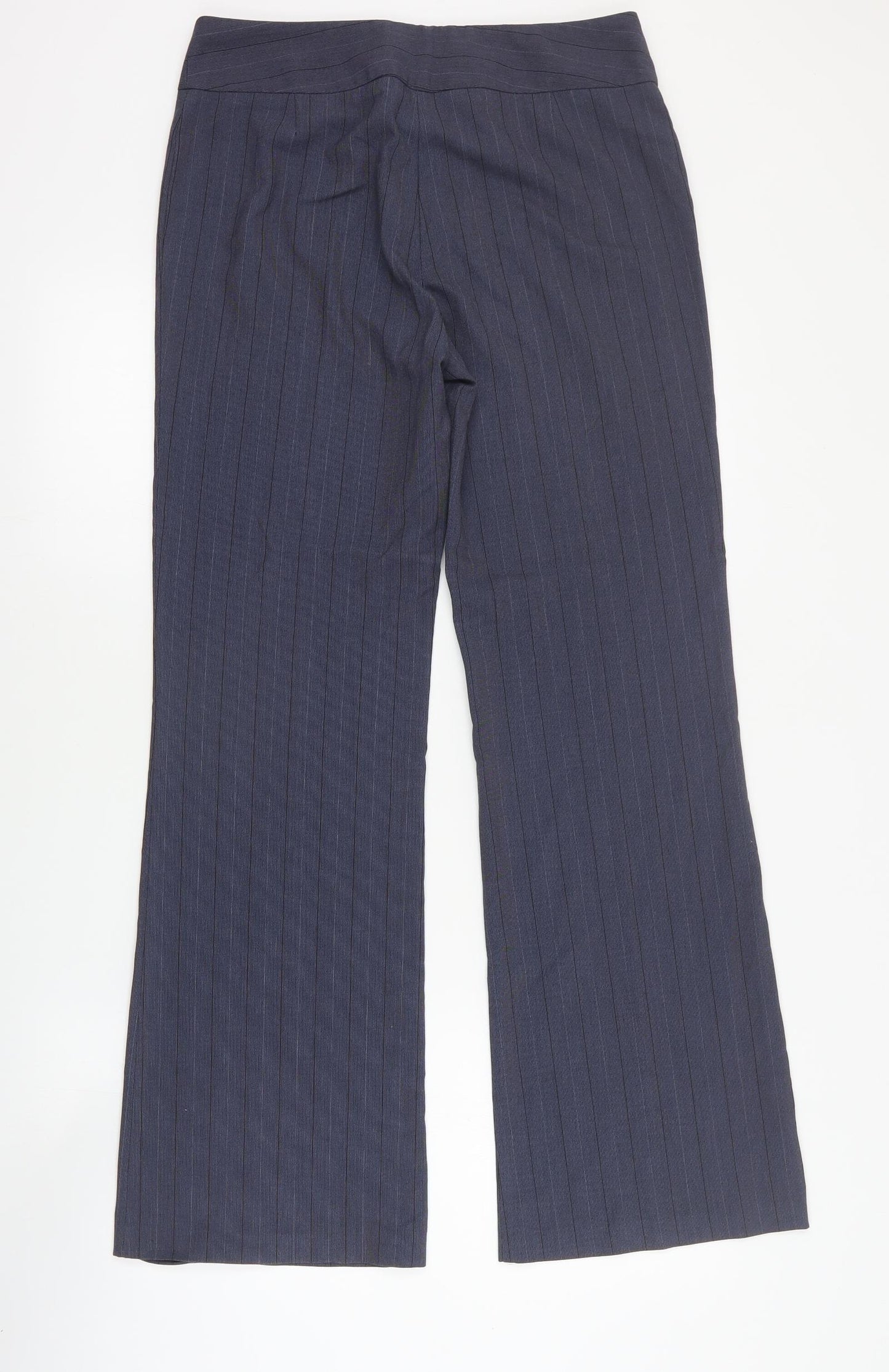 NEXT Womens Blue Striped Polyester Dress Pants Trousers Size 10 L31 in Regular Zip