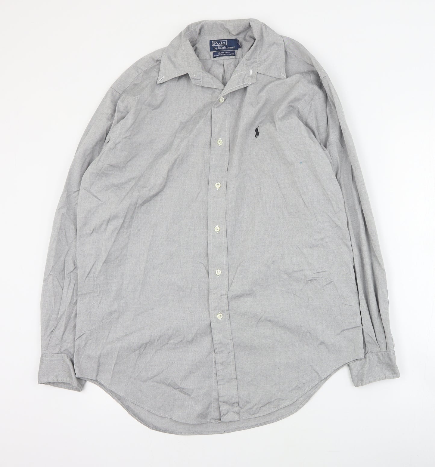 Ralph Lauren Mens Grey  Cotton  Button-Up Size 15.5 Collared Button