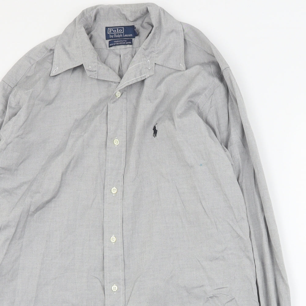 Ralph Lauren Mens Grey  Cotton  Button-Up Size 15.5 Collared Button