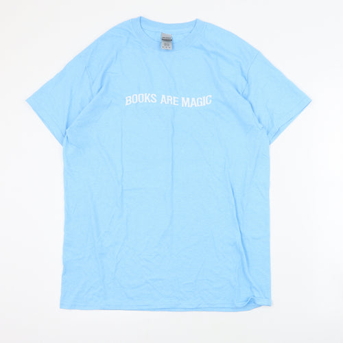 Gildan Womens Blue  Cotton Basic T-Shirt Size M Crew Neck - Slogan