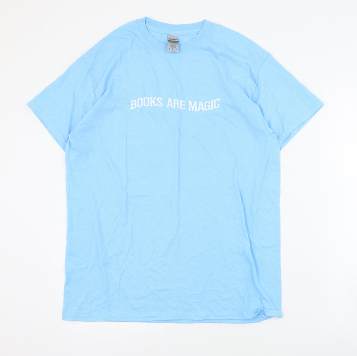 Gildan Womens Blue  Cotton Basic T-Shirt Size M Crew Neck - Slogan
