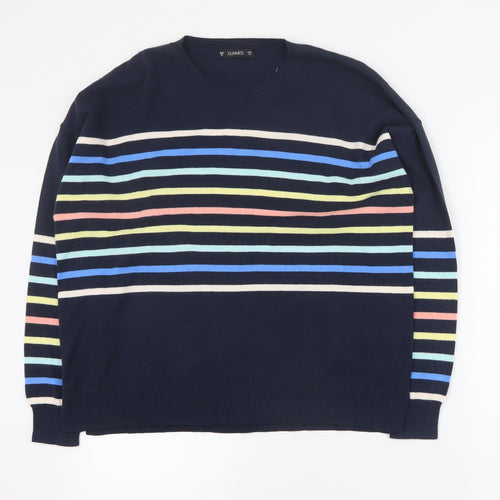 Dunnes Womens Multicoloured Round Neck Striped Viscose Pullover Jumper Size M