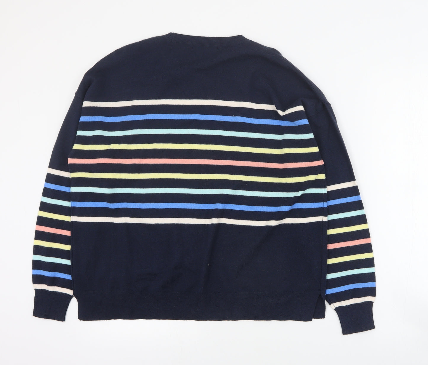Dunnes Womens Multicoloured Round Neck Striped Viscose Pullover Jumper Size M