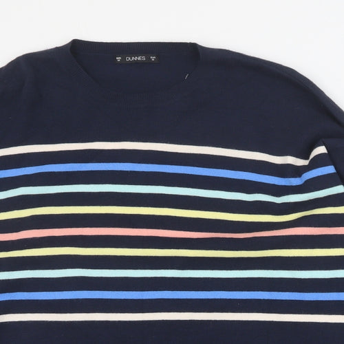 Dunnes Womens Multicoloured Round Neck Striped Viscose Pullover Jumper Size M
