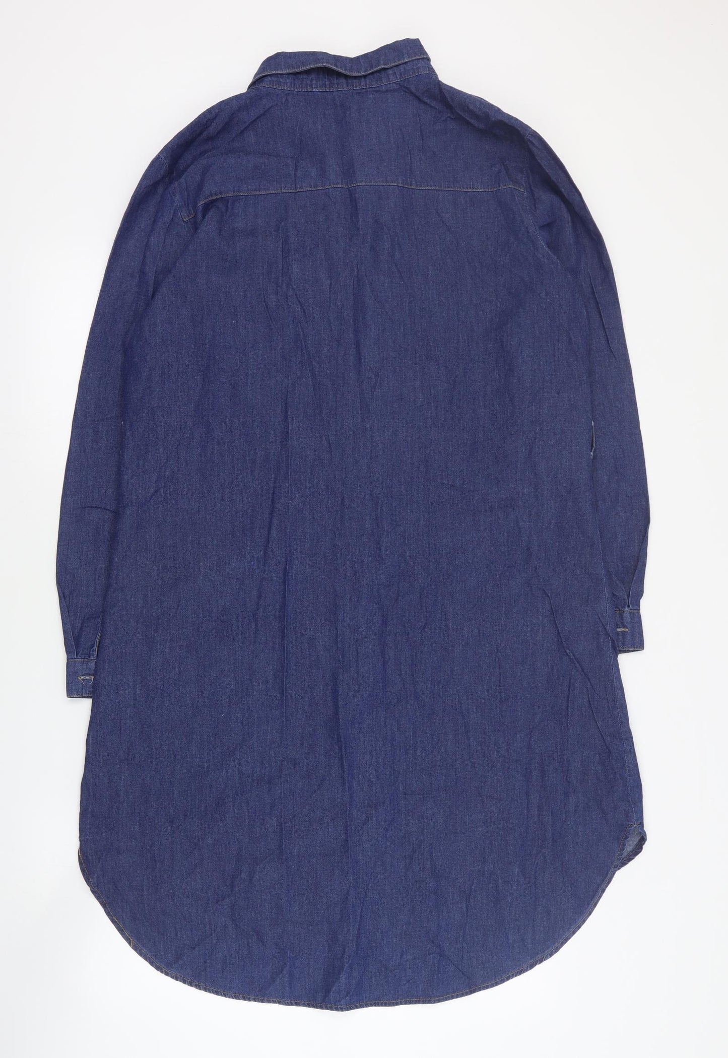 Studio Womens Blue  Cotton Shirt Dress  Size 14  Collared Button