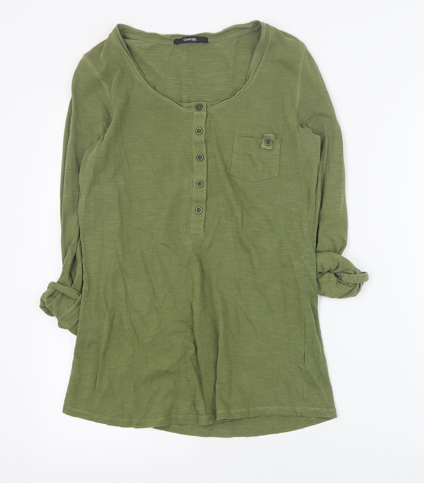 George Womens Green  Cotton Basic T-Shirt Size 10 Round Neck