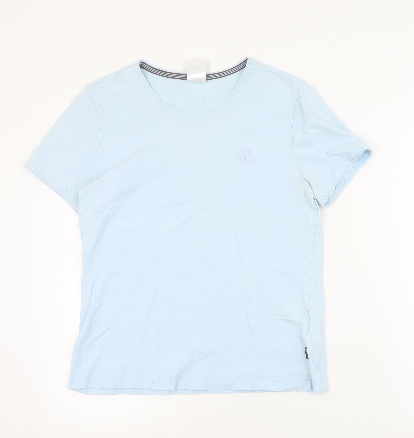 adidas Womens Blue  Cotton Basic T-Shirt Size 16 Round Neck