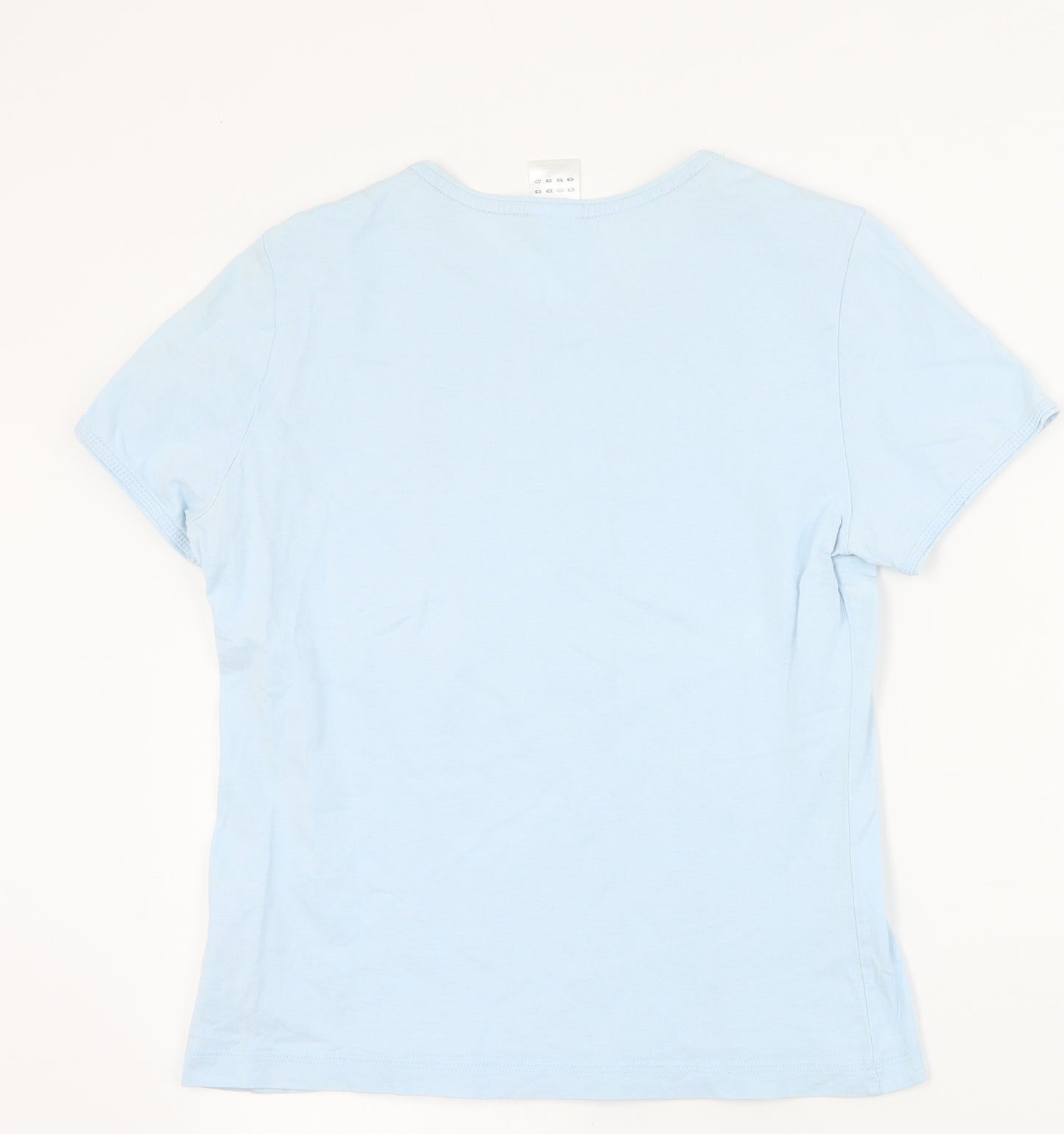 adidas Womens Blue  Cotton Basic T-Shirt Size 16 Round Neck