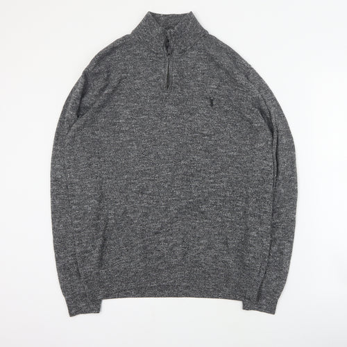 NEXT Mens Grey High Neck  Cotton Pullover Jumper Size L