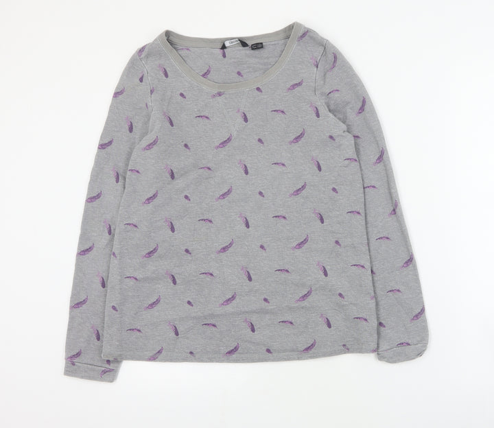 ESMARA Womens Grey Geometric Cotton Pullover Sweatshirt Size S Pullover