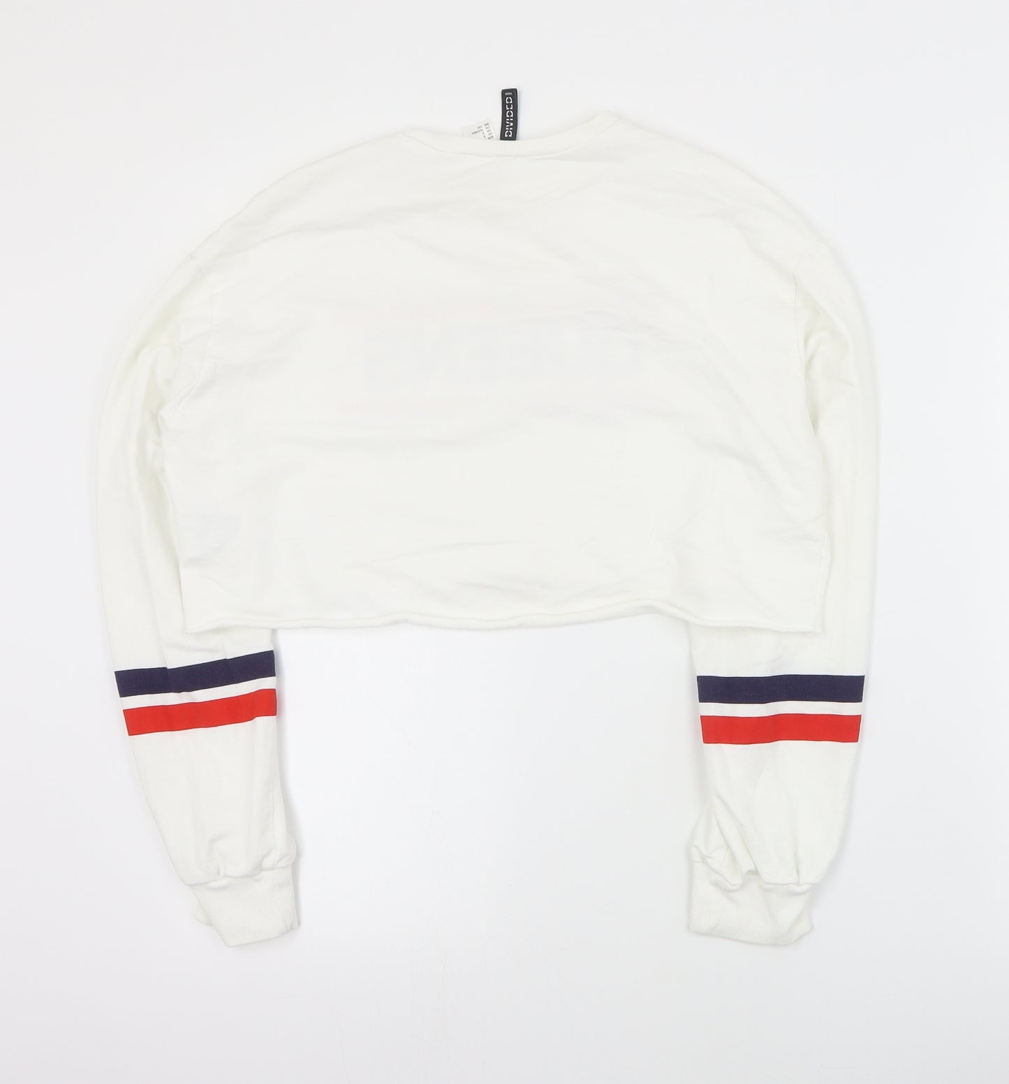 H&M Womens White  Cotton Pullover Sweatshirt Size S  Pullover - Cropped