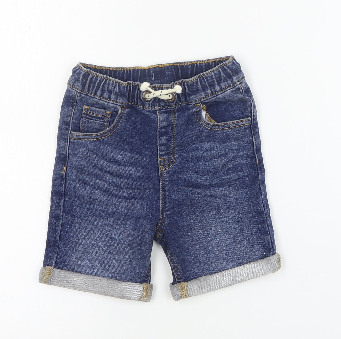 George Boys Blue  Cotton Biker Shorts Size 3-4 Years  Regular Drawstring