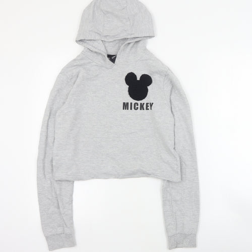M&Co Girls Grey  Cotton Pullover Hoodie Size 13 Years  Pullover - Mickey Mouse
