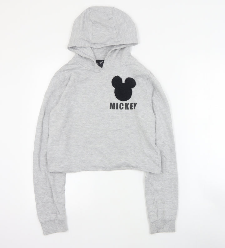 M&Co Girls Grey Cotton Pullover Hoodie Size 13 Years Pullover - Mickey Mouse