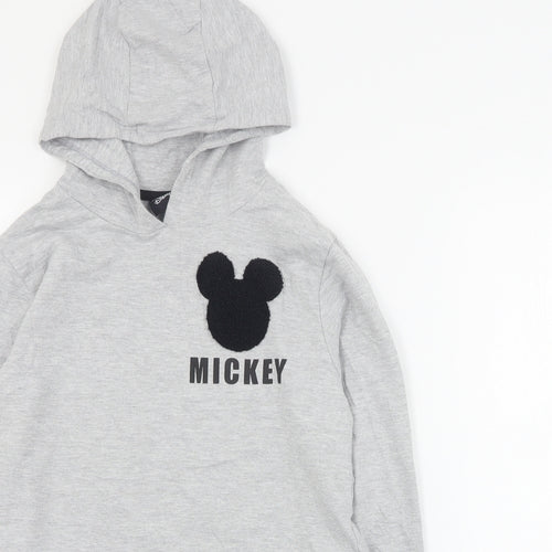 M&Co Girls Grey  Cotton Pullover Hoodie Size 13 Years  Pullover - Mickey Mouse
