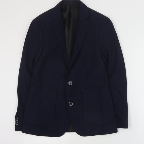 Burton Mens Blue  Polyester Jacket Suit Jacket Size S
