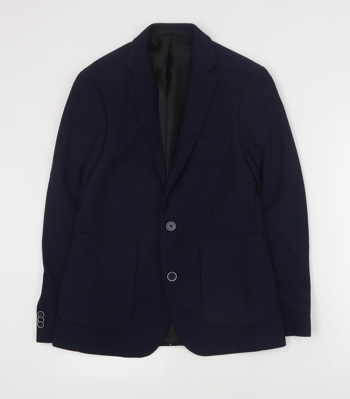 Burton Mens Blue Polyester Jacket Suit Jacket Size S