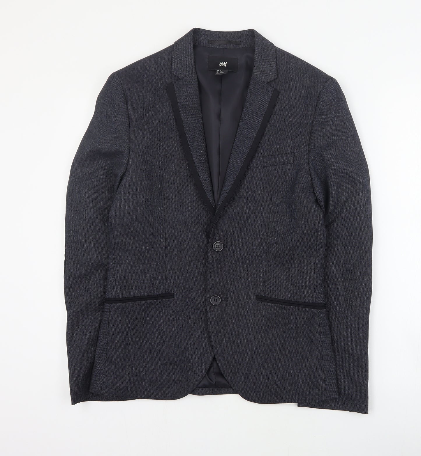 H&M Mens Grey  Polyester Jacket Suit Jacket Size S