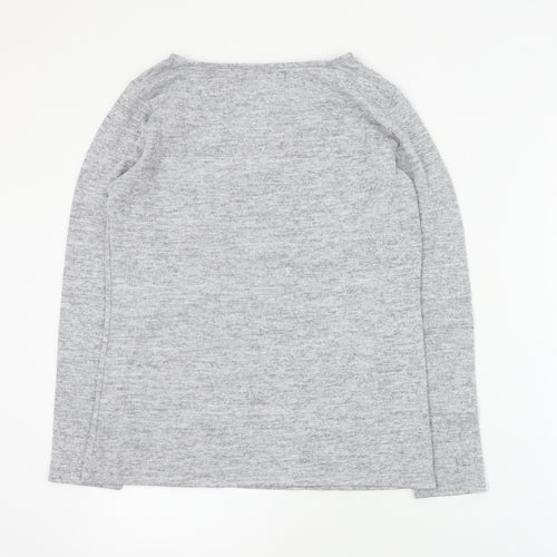 Jessica Graff Womens Grey Round Neck  Acrylic Pullover Jumper Size S