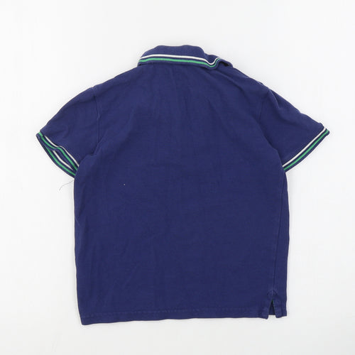 Marks and Spencer Boys Blue  Cotton Basic Polo Size 7-8 Years Collared Button