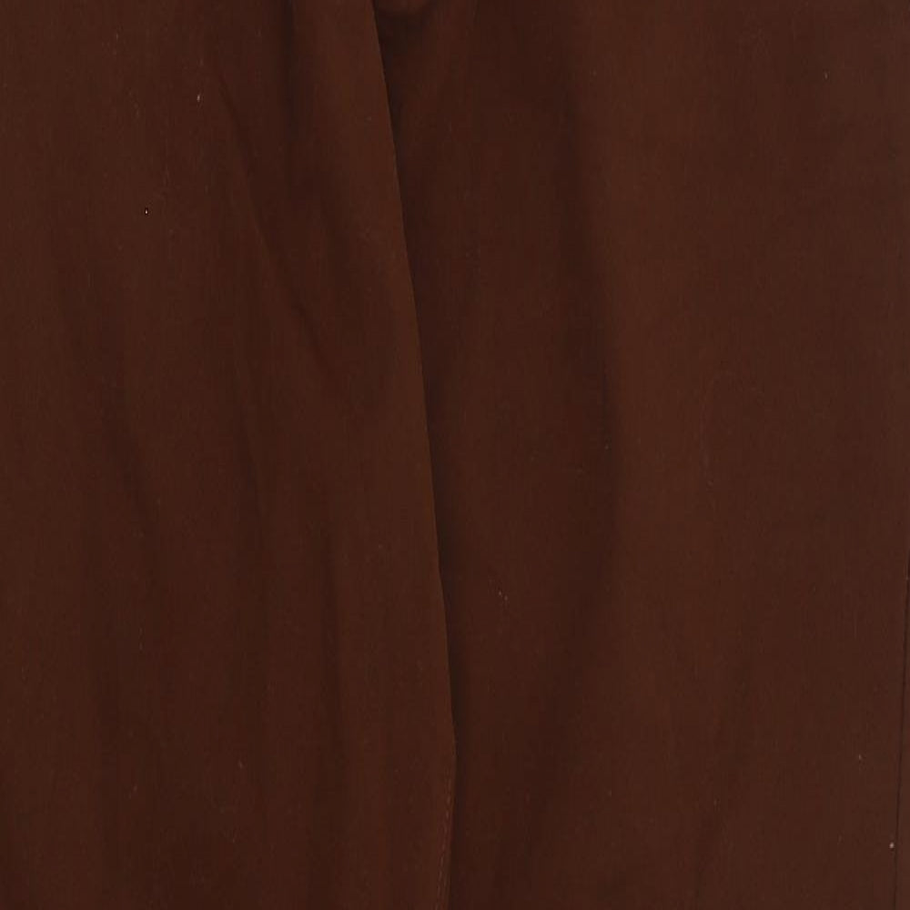 Marks and Spencer Mens Brown  Cotton Chino Trousers Size 34 in L30 in Slim Zip