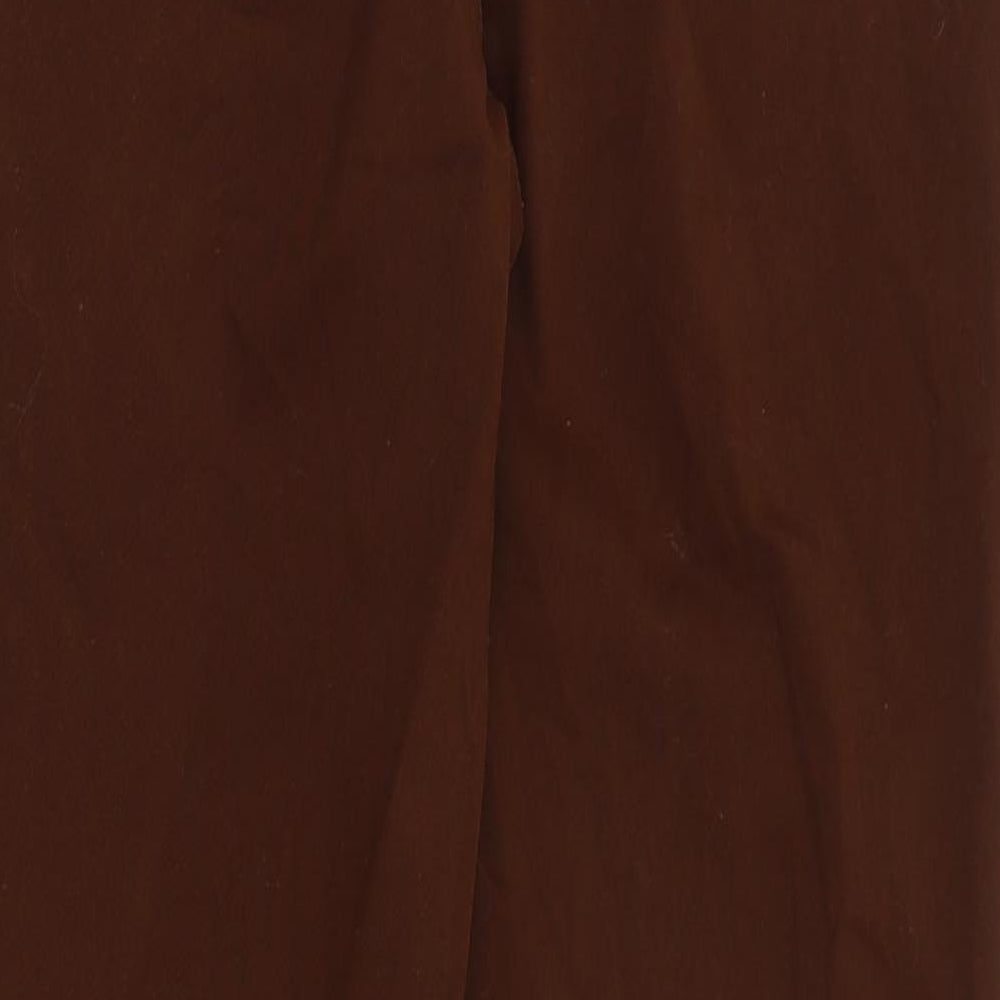 Marks and Spencer Mens Brown  Cotton Chino Trousers Size 34 in L30 in Slim Zip