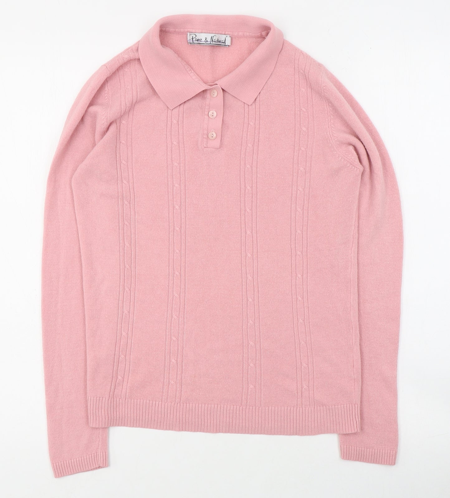 Pure & Natural Womens Pink   Acrylic Pullover Jumper Size 10   - 10/12