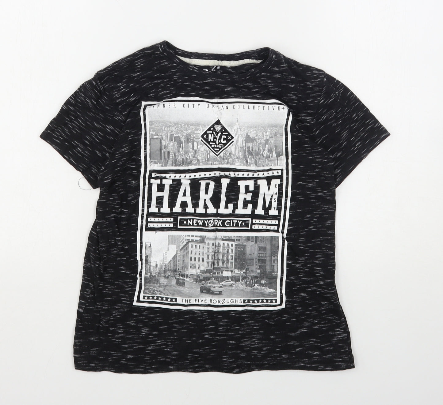 Rebel Boys Black  Cotton Basic T-Shirt Size 10-11 Years Round Neck