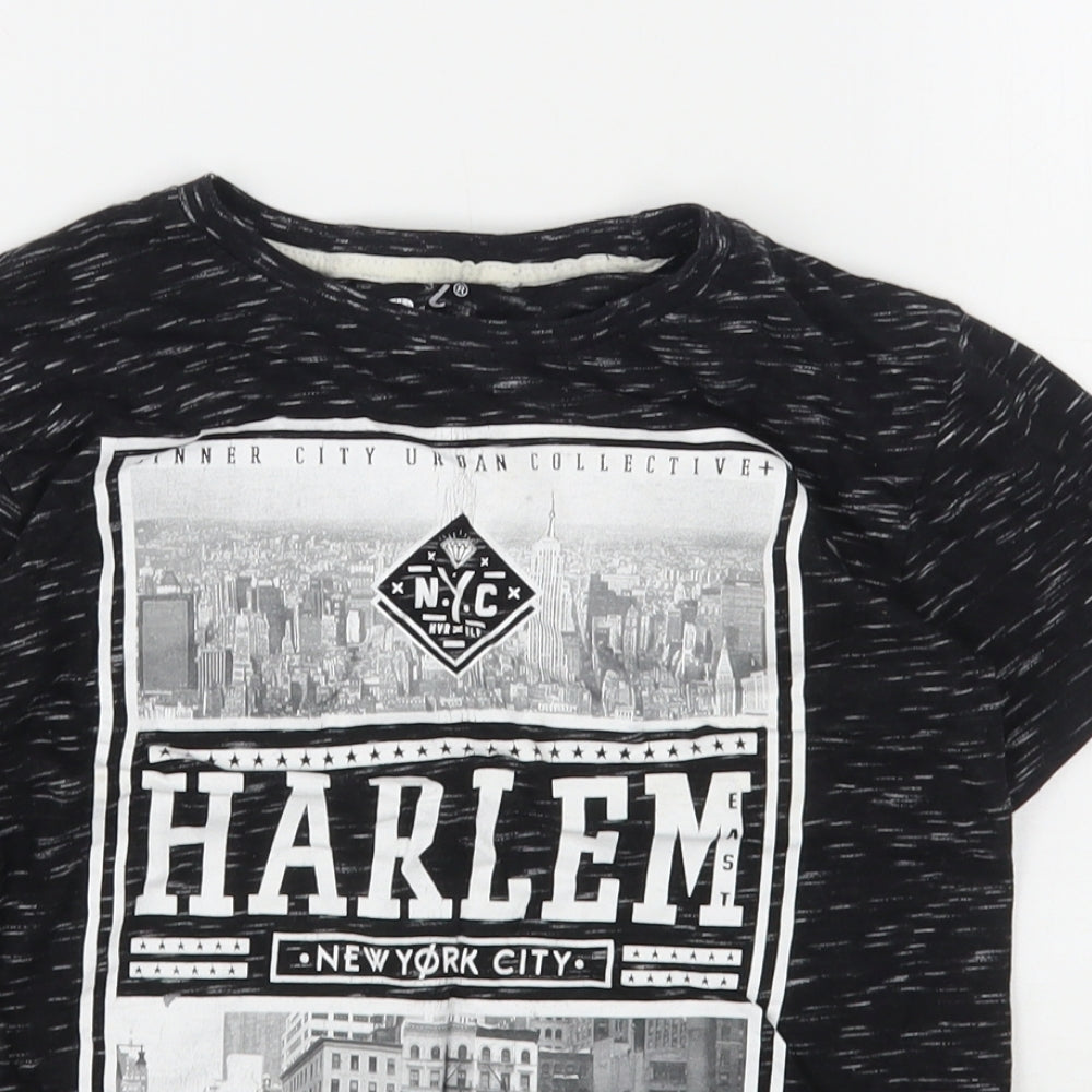 Rebel Boys Black  Cotton Basic T-Shirt Size 10-11 Years Round Neck
