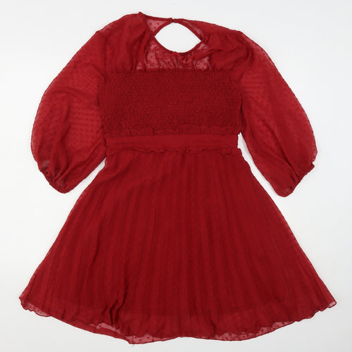 ASOS Womens Red  Polyester A-Line  Size 10  Round Neck Snap