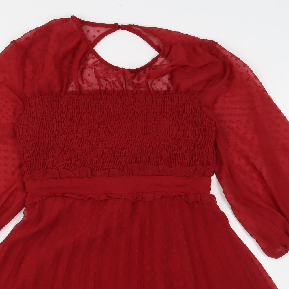 ASOS Womens Red  Polyester A-Line  Size 10  Round Neck Snap