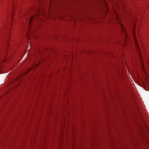 ASOS Womens Red  Polyester A-Line  Size 10  Round Neck Snap