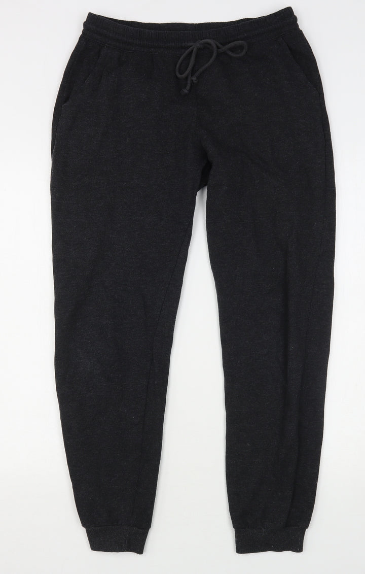H&M Womens Grey  Cotton Sweatpants Trousers Size S L29 in Regular Snap