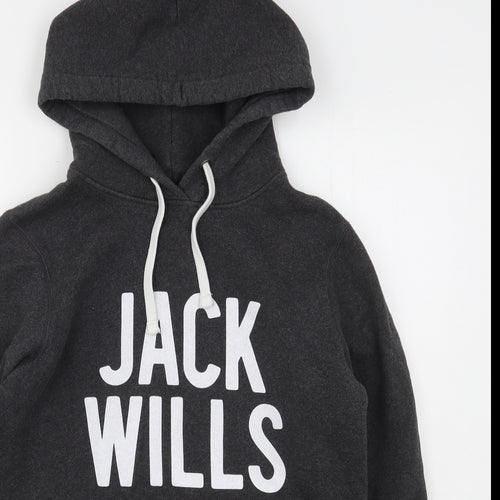 Jack Wills Womens Grey  Cotton Pullover Hoodie Size 12