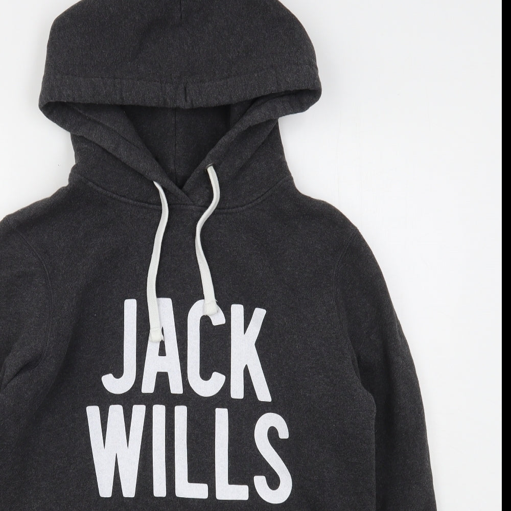 Jack Wills Womens Grey  Cotton Pullover Hoodie Size 12