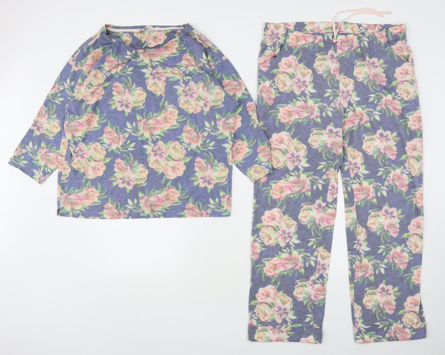 TU Womens Multicoloured Floral Polyester Top Pyjama Set Size 16