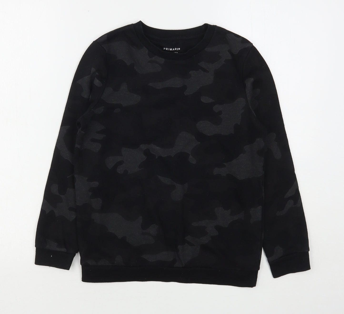 Primark Boys Black Camouflage Polyester Pullover Sweatshirt Size 9-10 Years