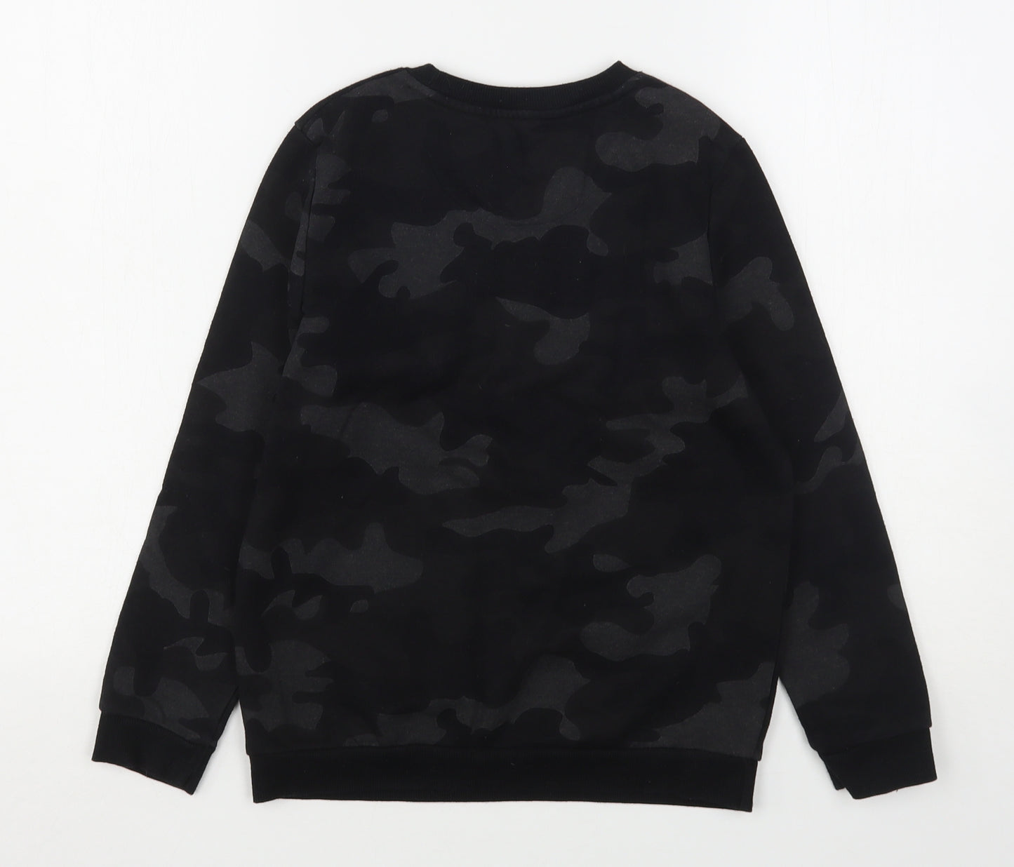 Primark Boys Black Camouflage Polyester Pullover Sweatshirt Size 9-10 Years