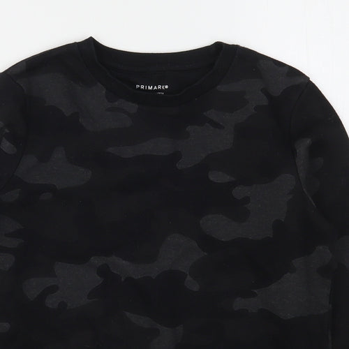 Primark Boys Black Camouflage Polyester Pullover Sweatshirt Size 9-10 Years