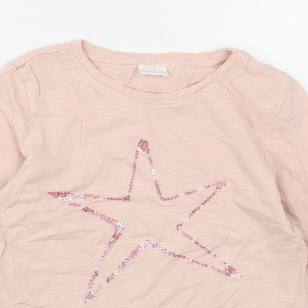 NEXT Girls Pink  Cotton Basic T-Shirt Size 4-5 Years Round Neck