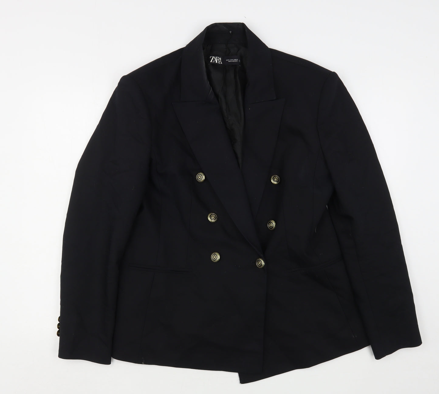Zara Womens Black  Cotton Jacket Blazer Size XL