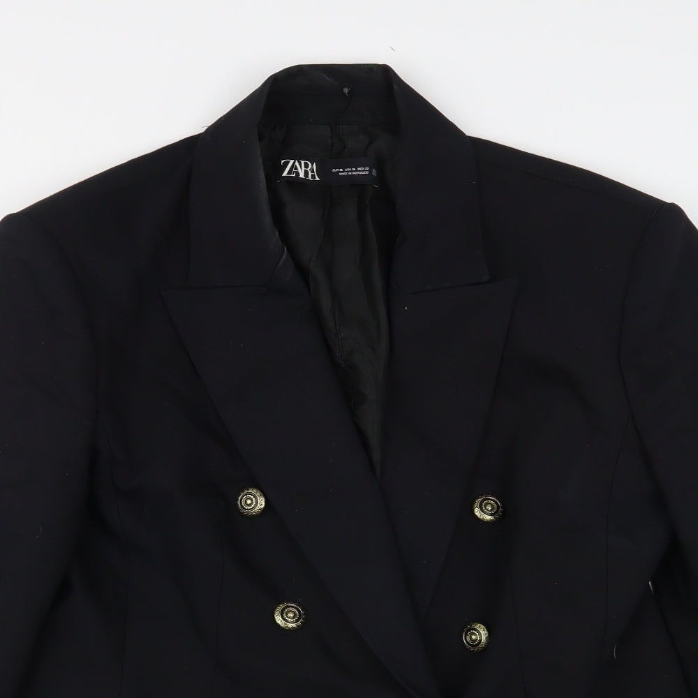 Zara Womens Black  Cotton Jacket Blazer Size XL