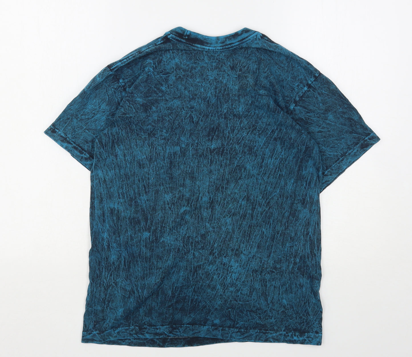 Italiano Mens Blue Geometric Cotton  T-Shirt Size XS Round Neck  - napoli