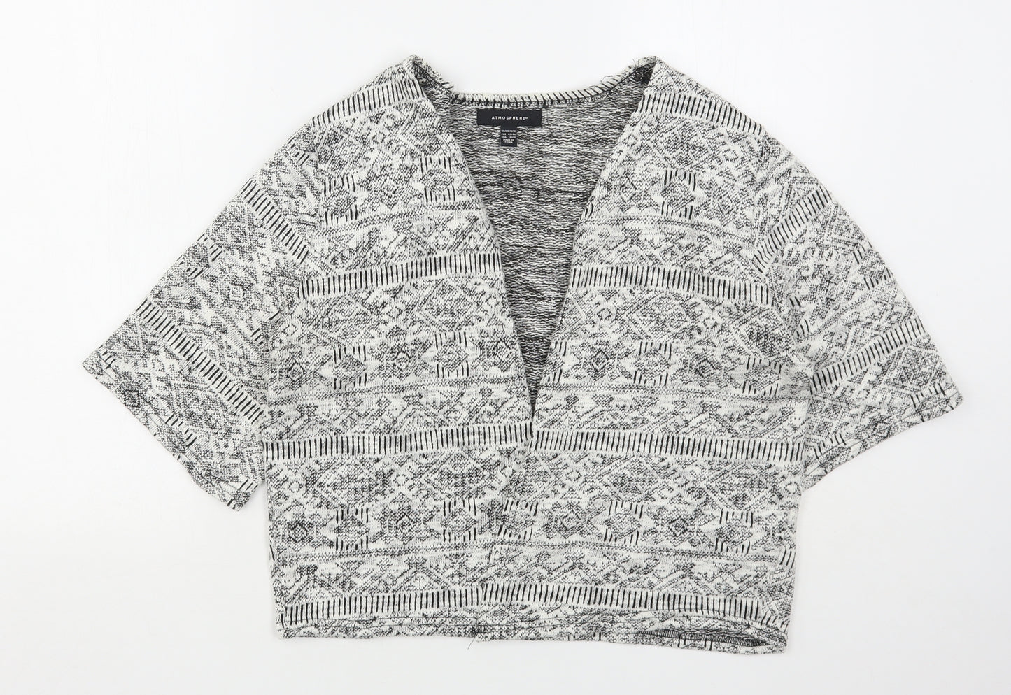 Atmosphere Womens Grey V-Neck Argyle/Diamond Polyester Cardigan Jumper Size 14